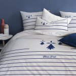 Parure de lit imprim�e 1 personne 100% coton - matt & rose - bretagne breizh - blanc - 140x200 + 63x63cm ...