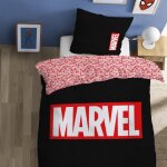 Parure de lit imprim�e 100% coton - marvel identity - noir - 140x200 + 63x63cm