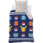 Parure de lit imprim�e 100% coton - pokemon badges - 140x200 cm