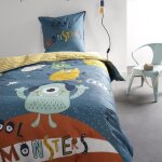 Parure de lit kids kool - 1 personne - 140x200 cm - 100% coton - bleu motif enfant - today