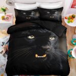 Parure de lit lopard noir cool 3d effet 200 * 200cm 3 pieces 1 housse de couette et 2 taies doreillers ...