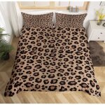 Parure de lit - luxe - lopard marron noir - 220x240 cm - 3 pices - housse de couette 3d