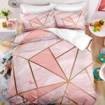 Parure de lit marbre rose et or 3d effet 200 * 200cm 3 pieces fermeture �clair 1 housse de couette et ...