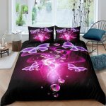 Parure de lit - mouton maison deco - papillons violets brillants - violet noir blanc - microfibre - 220x240 ...