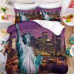 Parure de lit new york la statue de la libert 150 * 200 cm 3 pieces 1 housse de couette avec 2 taies ...