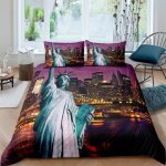Parure de lit new york la statue de la libert 220 * 240 cm 3 pieces 1 housse de couette avec 2 taies ...