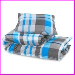 Parure de lit - cyanshop - 200x200 cm - 100% coton - bleu et gris - rsistance aux froissures