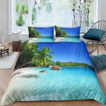 Parure de lit paysage du bord de mer 220 * 240 cm 3d effet 3 pieces 1 housse de couette et 2 taies doreillers ...