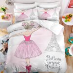 Parure de lit princesse ballet  paris - 3 pices - housse de couette 140x200cm et 2 taies doreillers ...