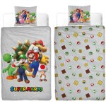 Parure de lit r�versible - mario bros - super mario - microfibre - 1 housse de couette 140 x 200 cm + ...