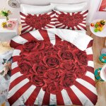 Parure de lit - mouton maison deco - roses rouges coeurs et rayures - rouge blanc - microfibre - 150x200 ... Parure de lit - mouton maison deco - roses rouges coeurs et rayures - rouge blanc - microfibre - 150x200 ...