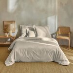 Parure de lit percale unie 260x240 lin - terre de nuit