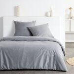 Parure de lit - today - essential - 2 personnes - 220 x 240 cm - effet cr�pon gris