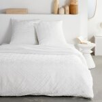 Parure de lit - today - essential - 2 personnes - 220 x 240 cm - effet tuft� losange blanc