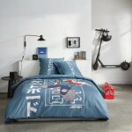 Parure de lit - today - java - 2 personnes - 240x220 cm - coton - imprim� japan - bleu