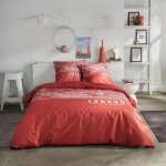 Parure de lit - today - java - 2 personnes - 240x220 cm - coton - imprim london - rouge