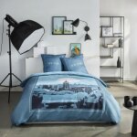 Parure de lit - today - java - 2 personnes - 240x220 cm - coton - imprimé new york - bleu Parure de lit - today - java - 2 personnes - 240x220 cm - coton - imprimé new york - bleu