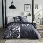 Parure de lit - today - java - 2 personnes - 240x220 cm - coton - imprim new york - noir