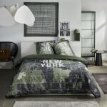 Parure de lit - today - java - 2 personnes - 240x220 cm - coton - imprim new york - vert