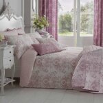 Parure de lit - toile de jouy - rose - 200 x 200 cm - douceur et r�sistance