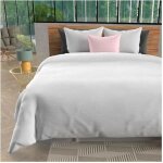 Parure housse de couette en microfibre lav�e 260x240 cm boheme blanc par soleil docre