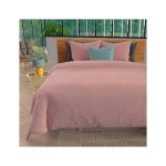 Parure housse de couette en microfibre lav�e 260x240 cm boheme vieux rose par soleil docre