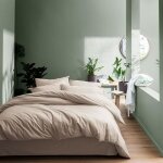 Parure de lit unie en coton coton lav lin 260x240 + 2x65x65cm