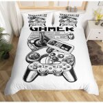 Parure de lit - vintage - 140x200cm - housse de couette 3d - enfants gamer - design manette