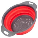 Passe au lave - vaisselle de passoire pliable rouge de cuisine en silicone de passoire approuvée Passe au lave - vaisselle de passoire pliable rouge de cuisine en silicone de passoire approuvée