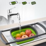 Passoire de cuisine pliable silicone rtractable avec poignes extensiblesportable panier de fruits poser ...
