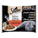 P�t�e pour chat - sheba - mini filets en sauce s�lection du boucher - paquet de 4 sachets de 85 g