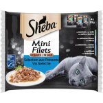 P�t�e pour chat - sheba - mini filets en sauce s�lection aux poissons - paquet de 4 sachets de 85 g