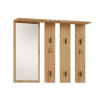 Pat�re murale - hucoco - portmanteau mural - 100x15x81. 5 cm - 6 crochets - miroir fonctionnel