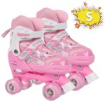 Patins ajustables pour enfants - huole - 4 roues non clignotantes - taille s rose roller in line