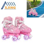 Patins à glace pour enfants xjing - taille m (32 - 37) - roues doubles en pvc full flash - rose Patins à glace pour enfants xjing - taille m (32 - 37) - roues doubles en pvc full flash - rose