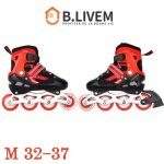 Patins � roulettes � 4 roues - b. livem - r�glables - enfants - m (32 - 37) - rouge & noir - gar�ons ...