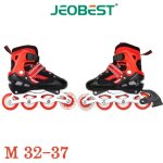 Patins � roulettes 4 roues - jeobest - r�glables - roues pvc simple flash - m (32 - 37) - rouge & noir ...