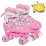 Patins  roulettes pour enfants willonin - roller en ligne taille ajustable - rose