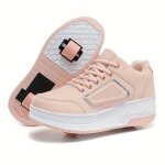 Patins � roulettes gar�on fille - chaussures � roulettes r�tractables - azwix - rose - roller - enfant ...