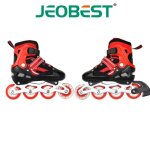 Patins � roulettes - jeobest - rouge - pour enfants - roues flash - ajustables