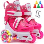 Patins  roulettes quadruples pour enfants surenhap - roues lumineuses - taille ajustable - rouge