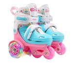 Patin � roulette roller fille - amoune - 4 roues r�glables - roues en pu - rose