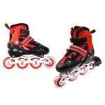 Patins � roulettes & rollers inline rouge - m - taille s r�glable 32 - 37 - roue en pvc flash pour enfant ...