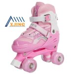 Patins � roulettes xjing roller in line - rose - taille s(27 - 32) - r�glable - 8 roues