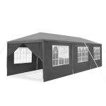 Pavillon de jardin chapiteau - hengmei - 3x9m - anthracite - 8 parois lat�rales - protection solaire
