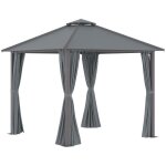 Outsunny - tonnelle de jardin - aluminium - 296x296x280cm - gris fonc�