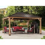 Pavillon de jardin ernir sunjoy 4. 5x3. 9m naturel 178m² - sunjoy - rectangulaire - bois massif Pavillon de jardin ernir sunjoy 4. 5x3. 9m naturel 178m² - sunjoy - rectangulaire - bois massif