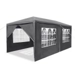 Pavillon de jardin - hengmei - 3x6m - anthracite - 6 parois lat�rales - protection solaire