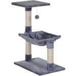 Arbre � chat - pawhut - 3 griffoirs grattoirs sisal plateforme hamac boule suspendue - peluche - 50x36x70cm ...