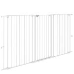 Pawhut - barri�re de s�curit� pour animaux - acier - 206x120cm - blanc